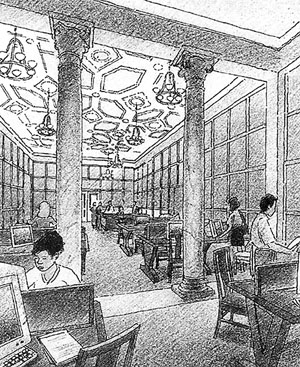 Drawing of new Widener reading