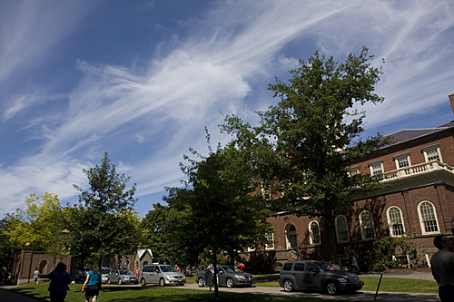 Cars process through Johnston Gate