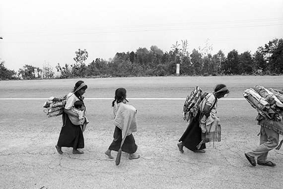 Carrying firewood along the Pan American Highway near Navenchauc, 1971.