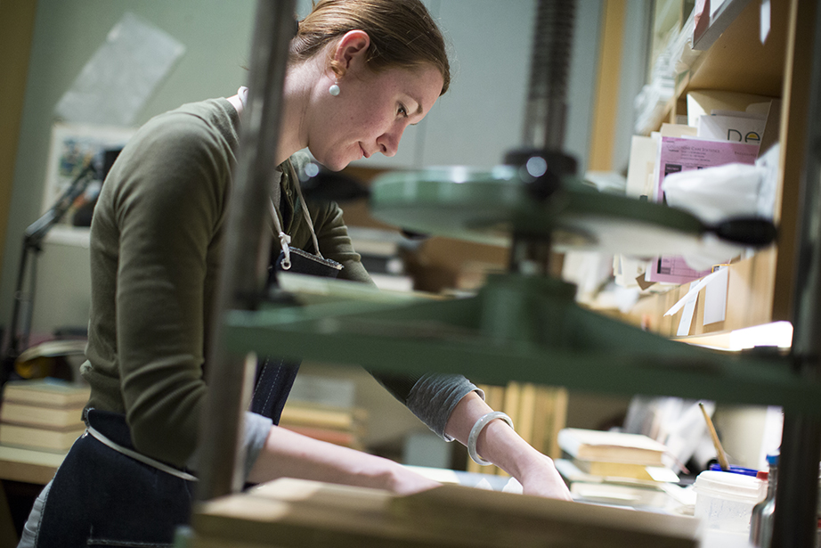 Conservation technician Katherine Gray in the Collections Conservation Lab.