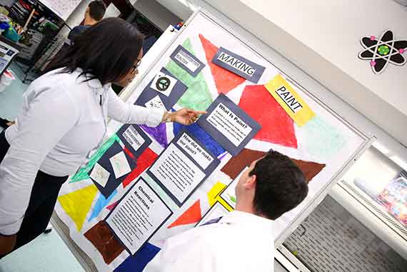 Students discuss what it takes to make paint.