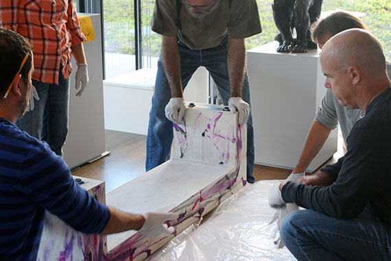 Finalizing details in late October included the installation of Nashat's benches. Photo by R. Leopoldina Torres © President and Fellows of Harvard College