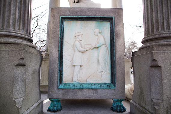 A monument to William Frederick Harnden, the founder of one of the first express transportation systems. 