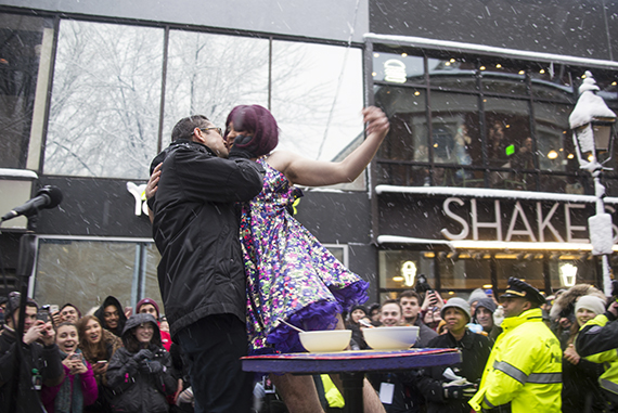 In a humorous skit, Gordon-Levitt went on a "date" with a cast member from the Hasty Pudding Theatricals. Photo by Shraddha Gupta