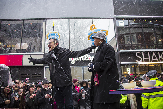 Cambridge Mayor E. Denise Simmons presented the actor with the key to the city. Photo by Shraddha Gupta