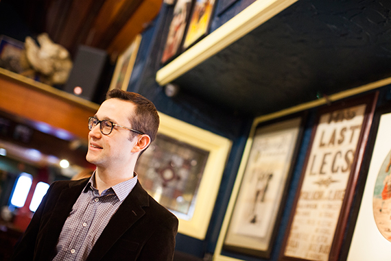 Hasty Pudding Man of the Year Joseph Gordon-Levitt started the day off with a tour of Hasty Pudding headquarters. Stephanie Mitchell/Harvard Staff Photographer