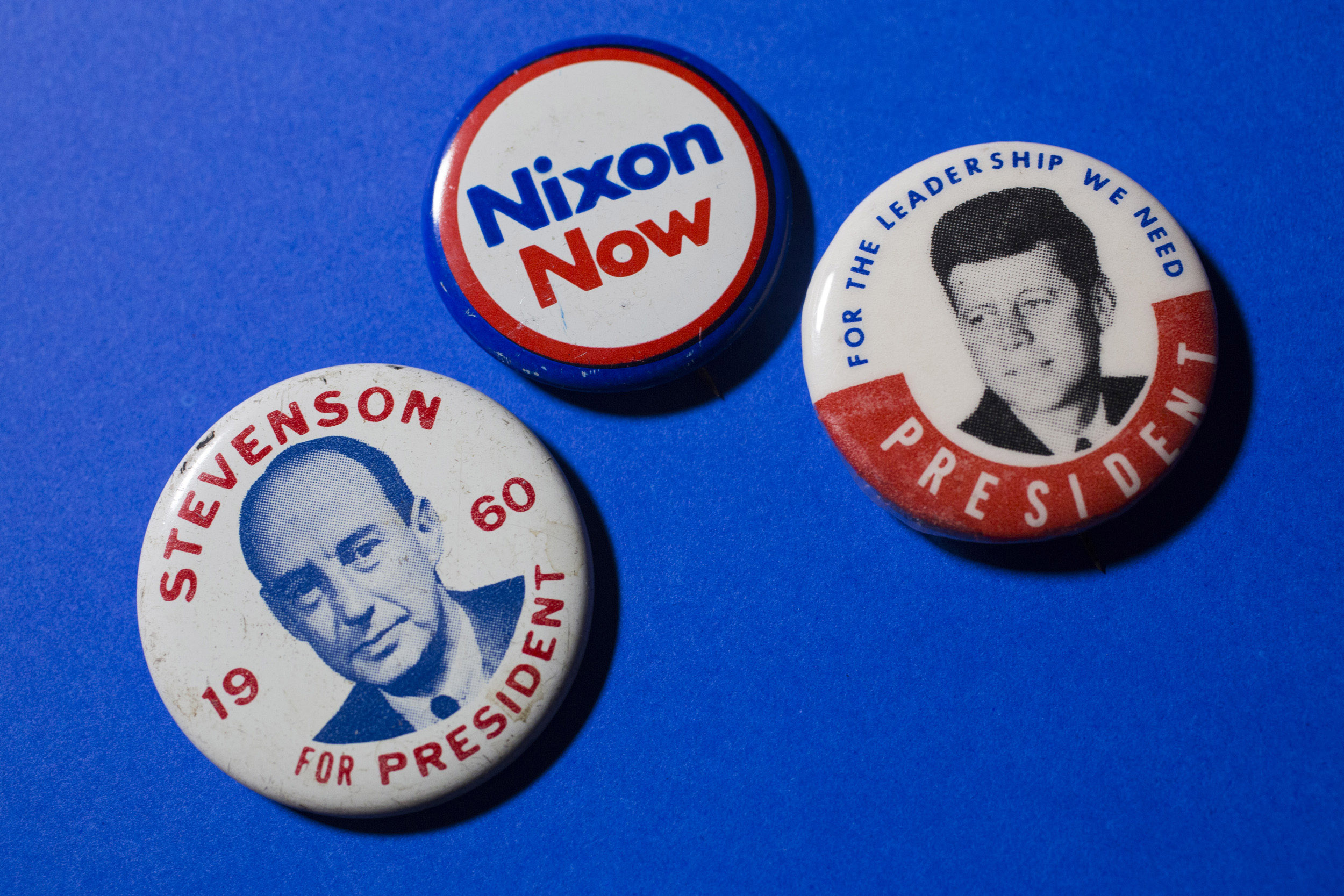 Adlai Stevenson, Richard Nixon, and John F. Kennedy represent three candidates from the 1960 presidential election.