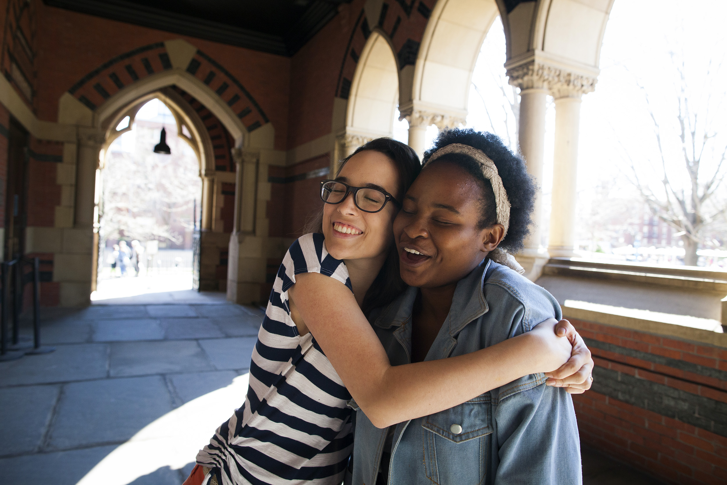 First year roommates Tatiana Patino '20 (left), from Georgia, and Walburga Khumalo '20, from South Africa, share a room in Stoughton Hall.