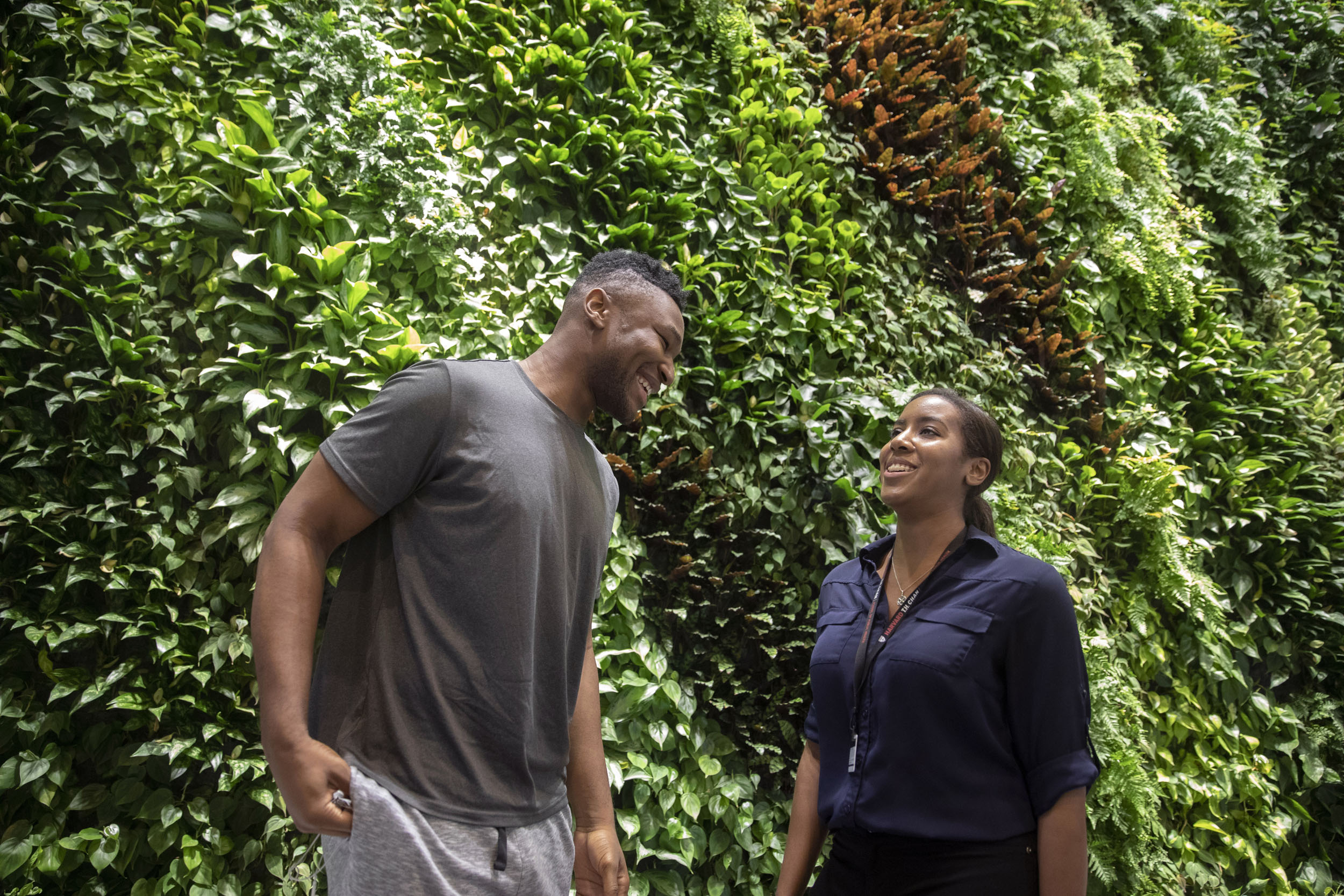 Former Harvard men's basketball player, Zena Edosomwan '17 and Tiana Woolridge, PhD candidate.