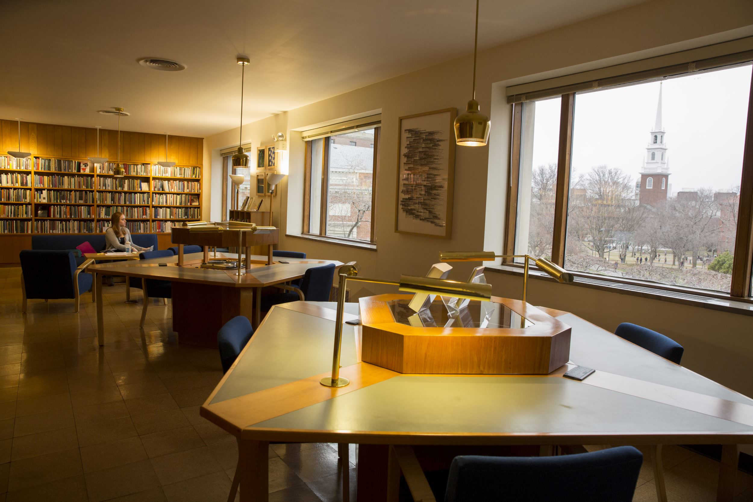 A view of the tables In Woodberry room