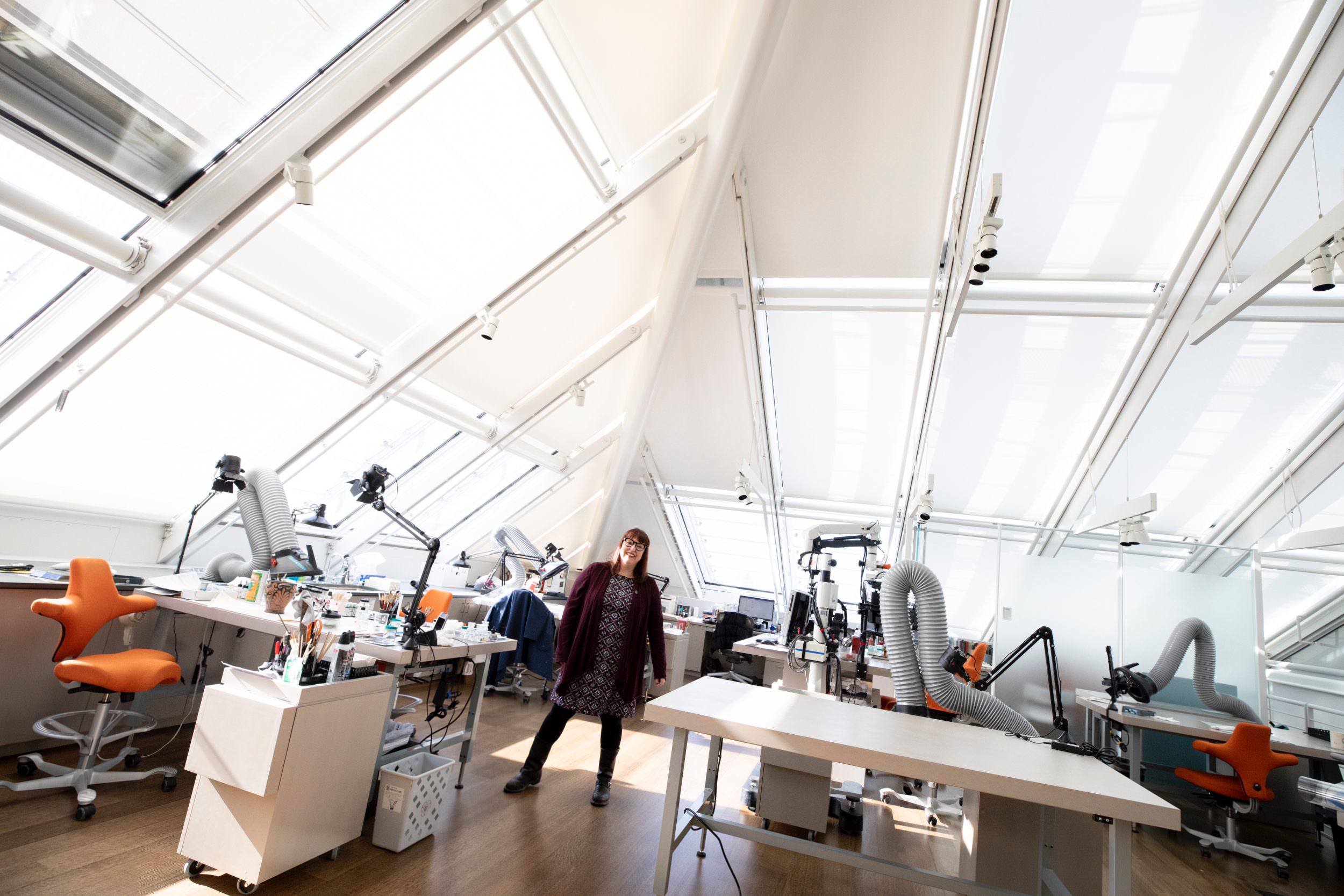 Kathy King in the conservation lab..