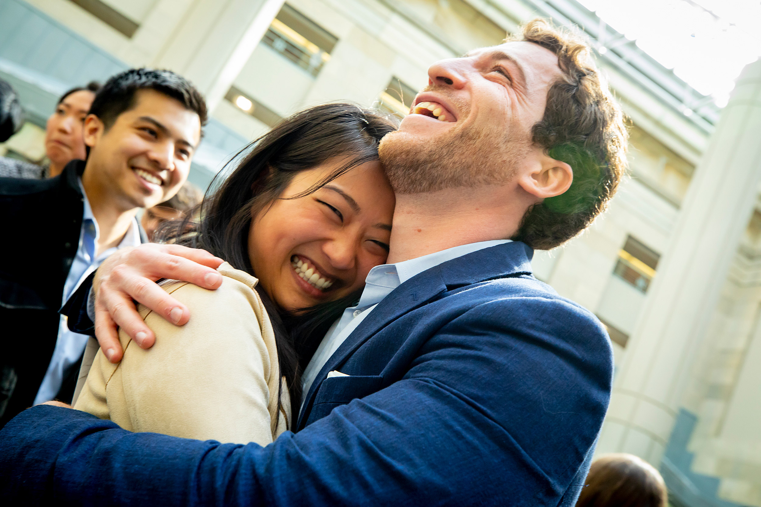 Diana Miao hugs a friend to celebrate residency.