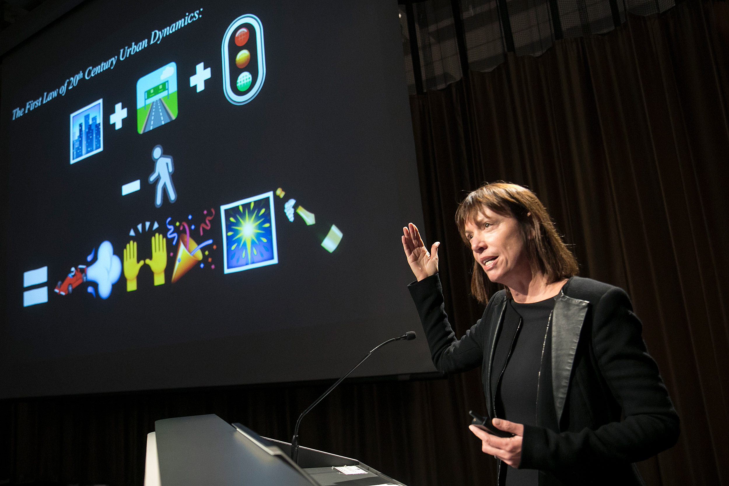 Janette Sadik-Khan speaks at Gund Hall.