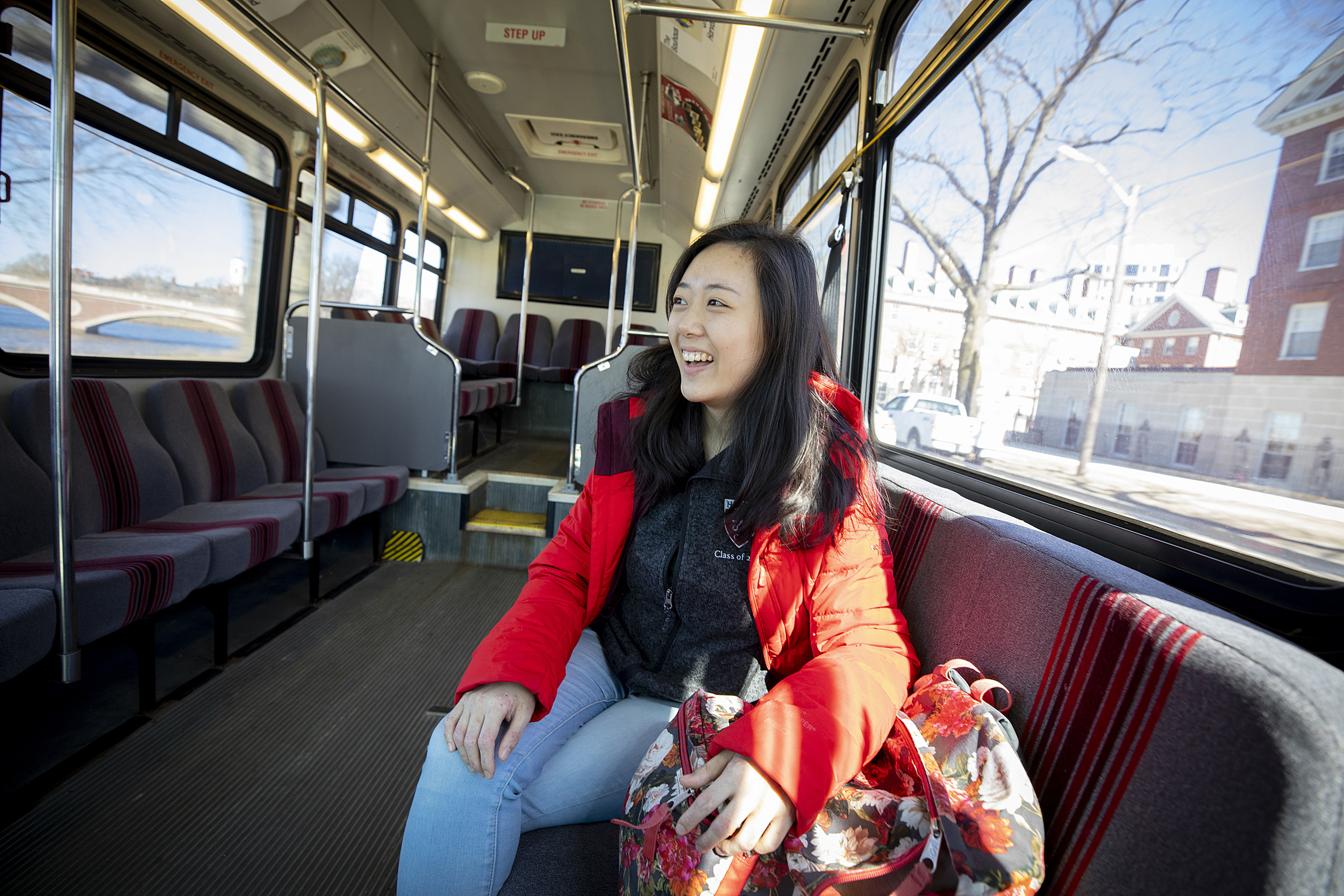 Willa Li rides the Allston shuttle.