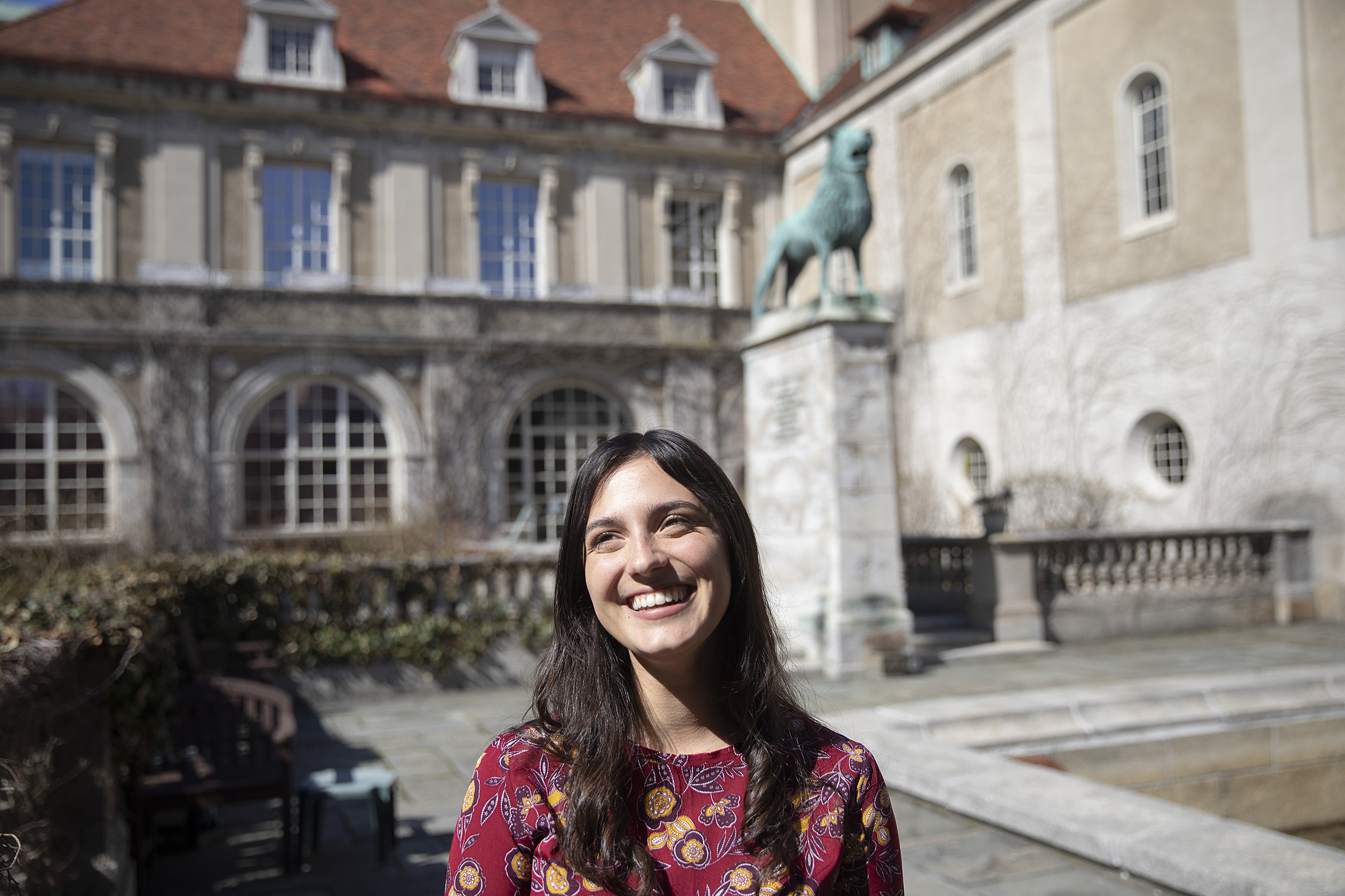 Sara Bobok ’19 standing in a courtyard