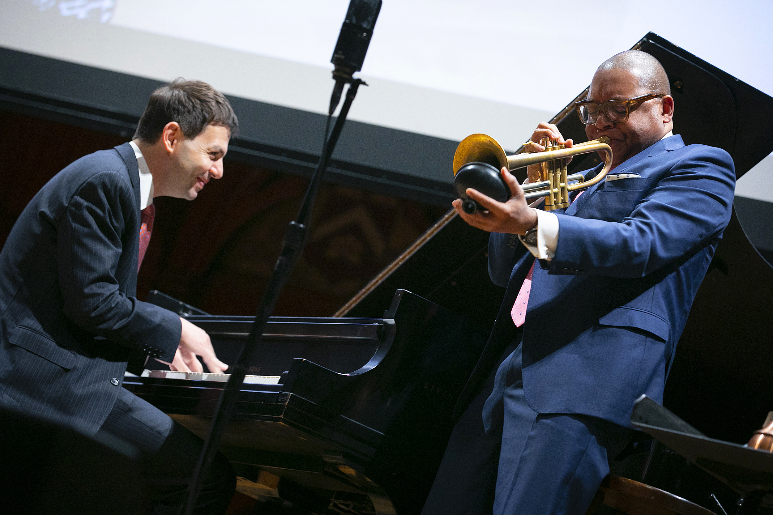 Wynton Marsalis performing on the trumpet