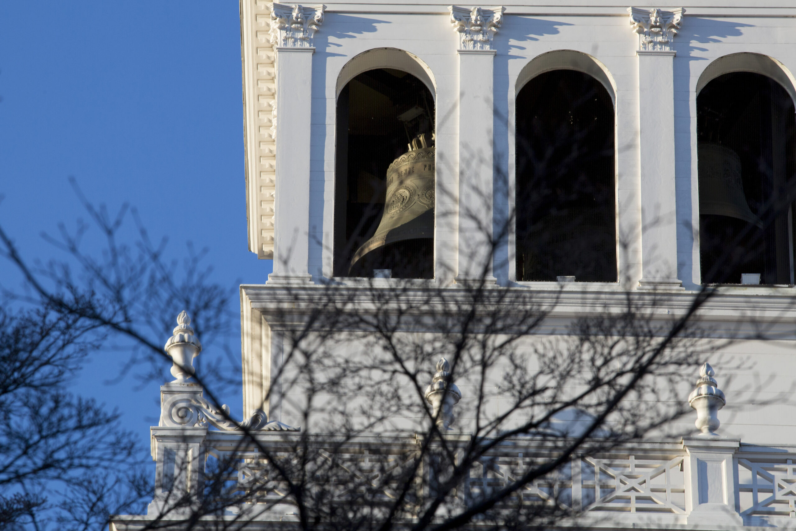 The Lowell House bells in the bell tower