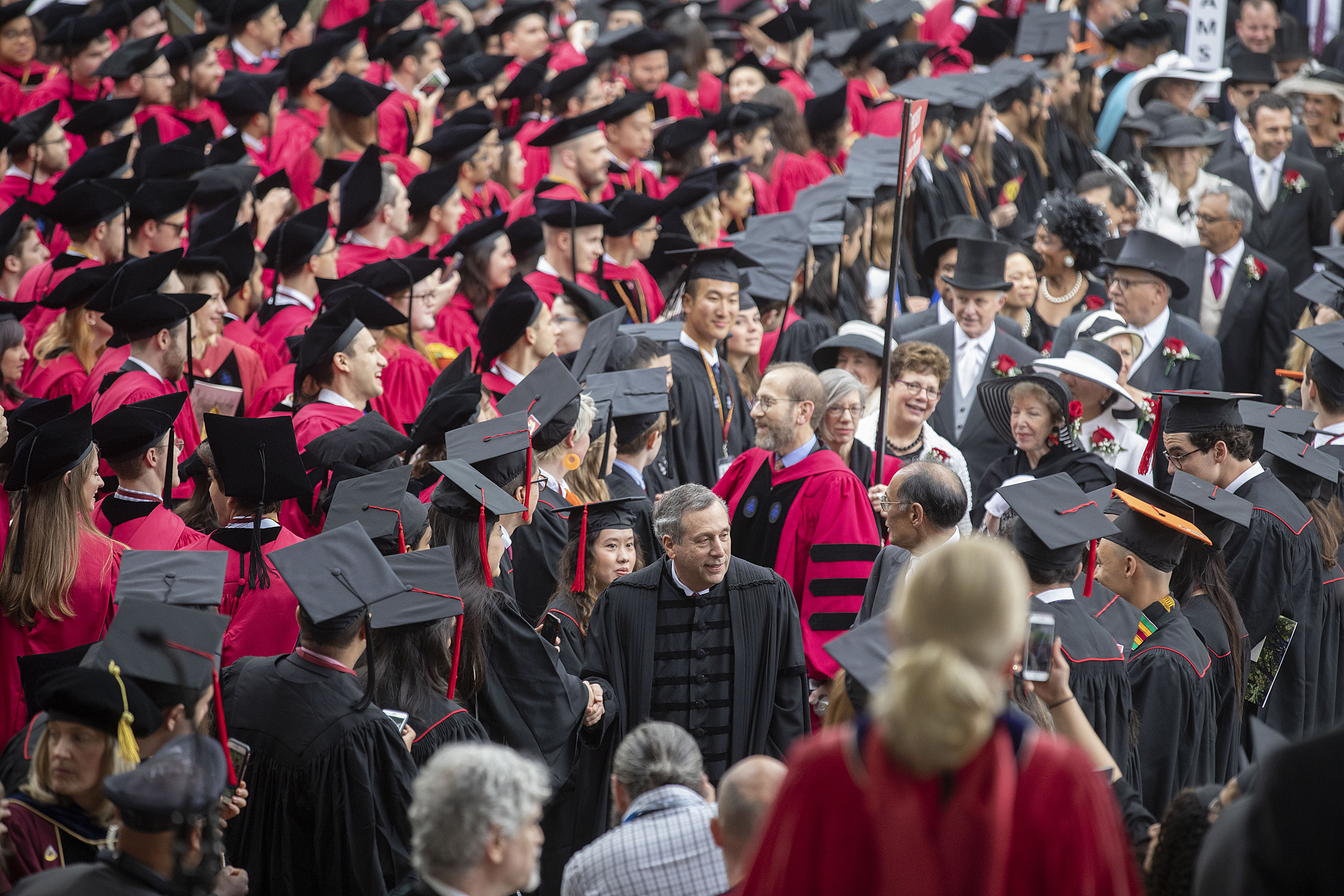 Harvard President Larry Bacow, leads the procession to the Morning Exercises