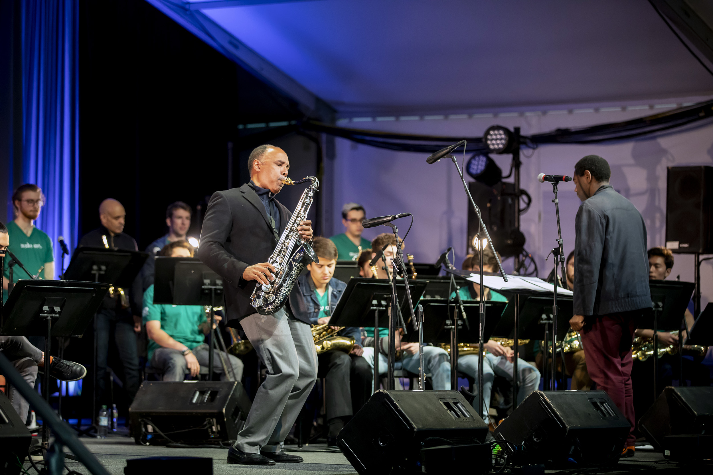 Harvard Jazz Band performs on stage.