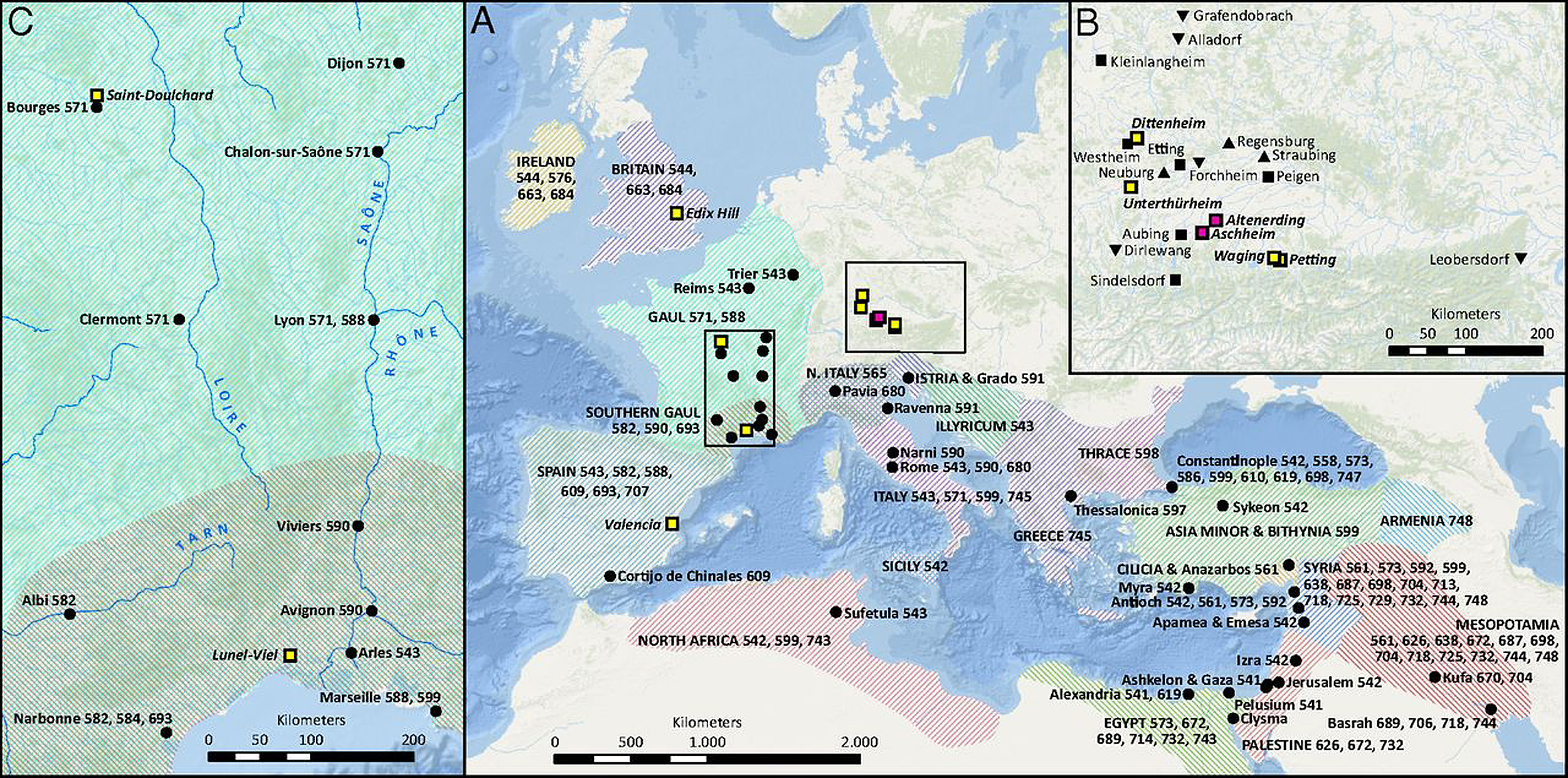 map of plague sites