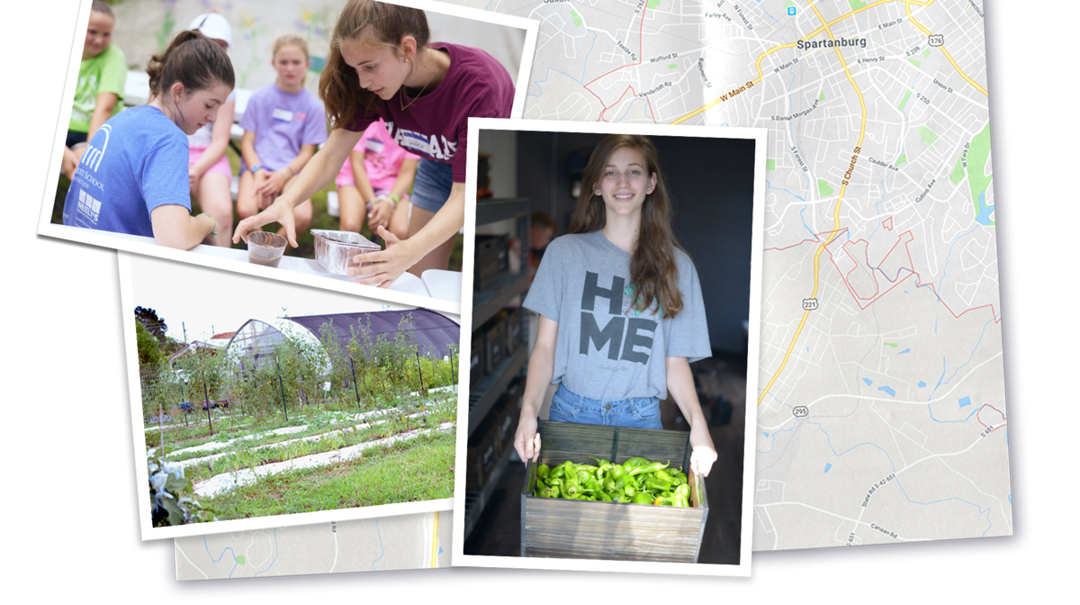 A collage of photos of Izzy working on the farm