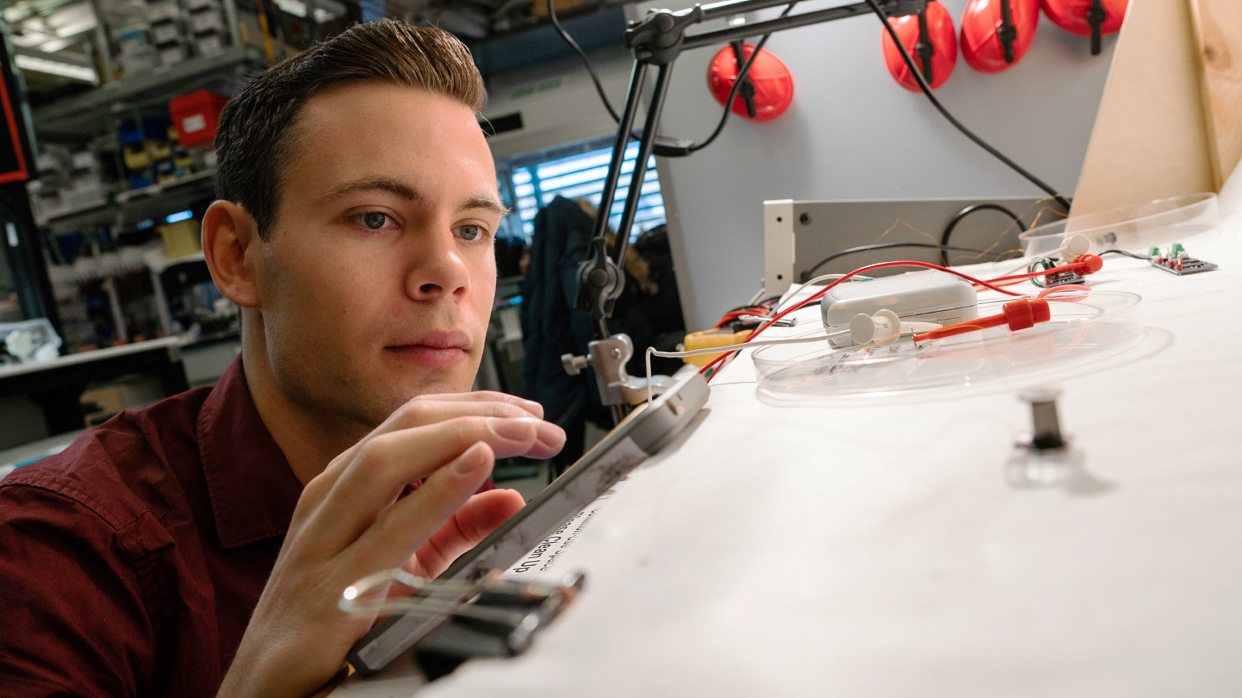 Andy tinkering with electronics