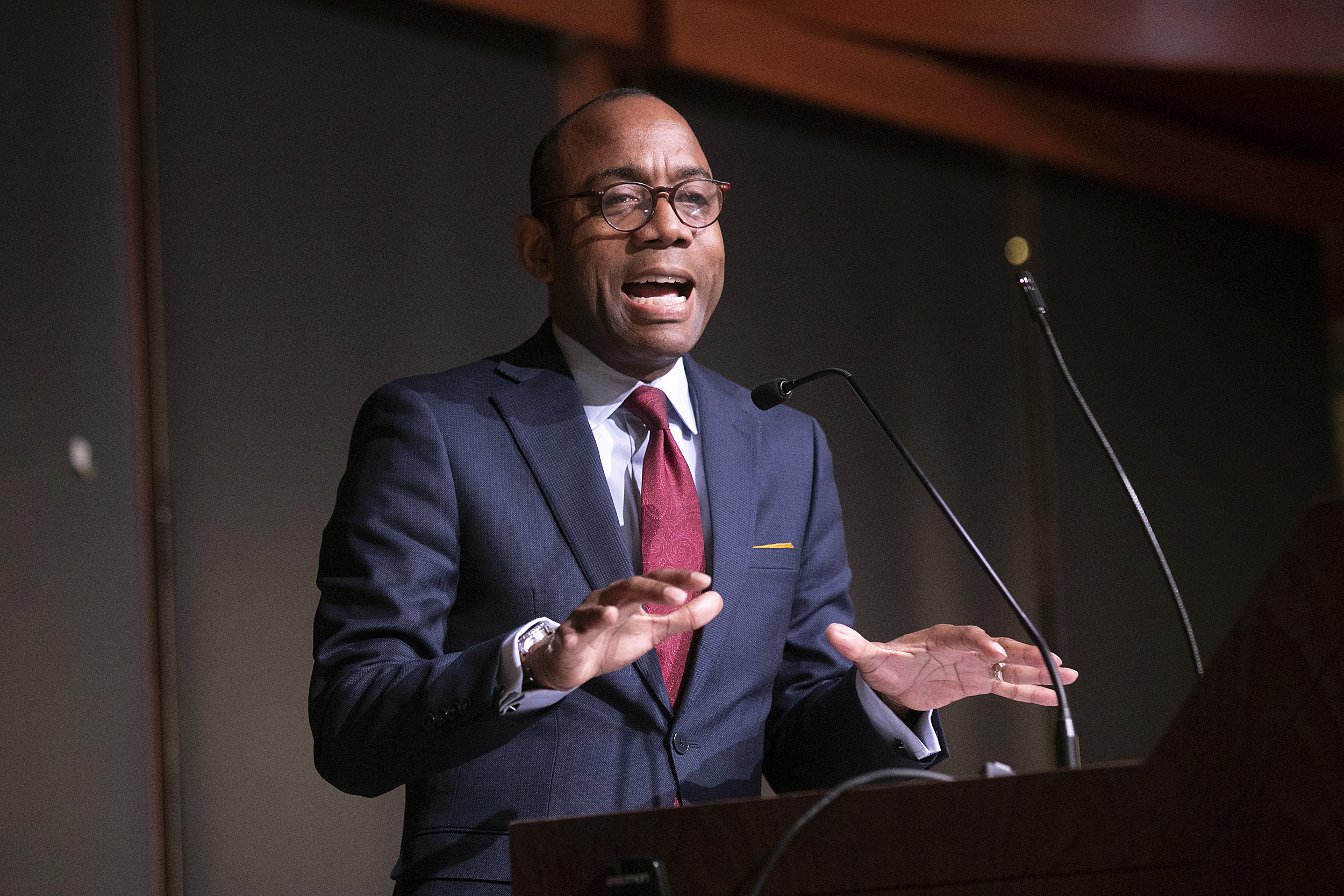Cornell Brooks addressing graduates.