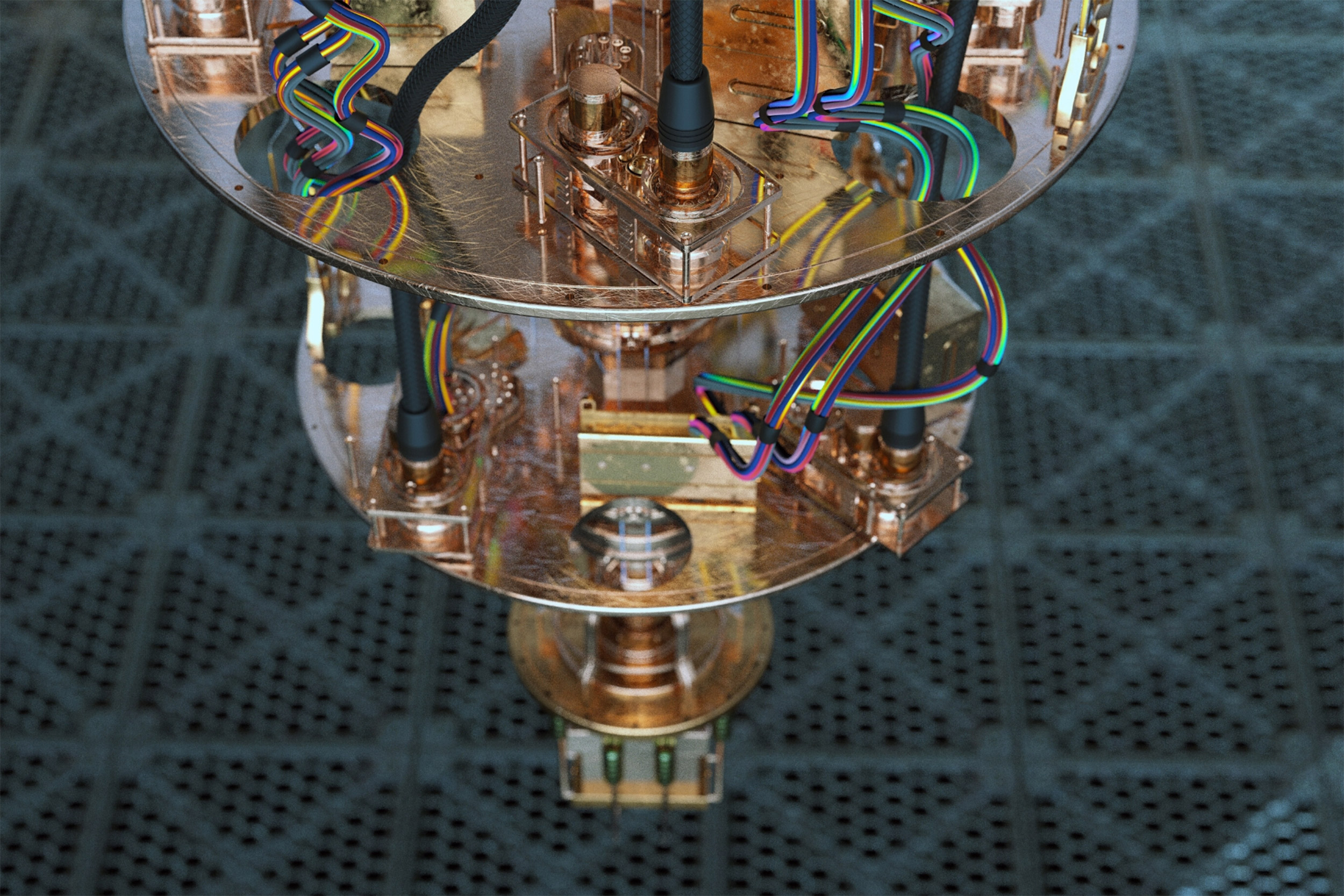 A close up view of a quantum computer.