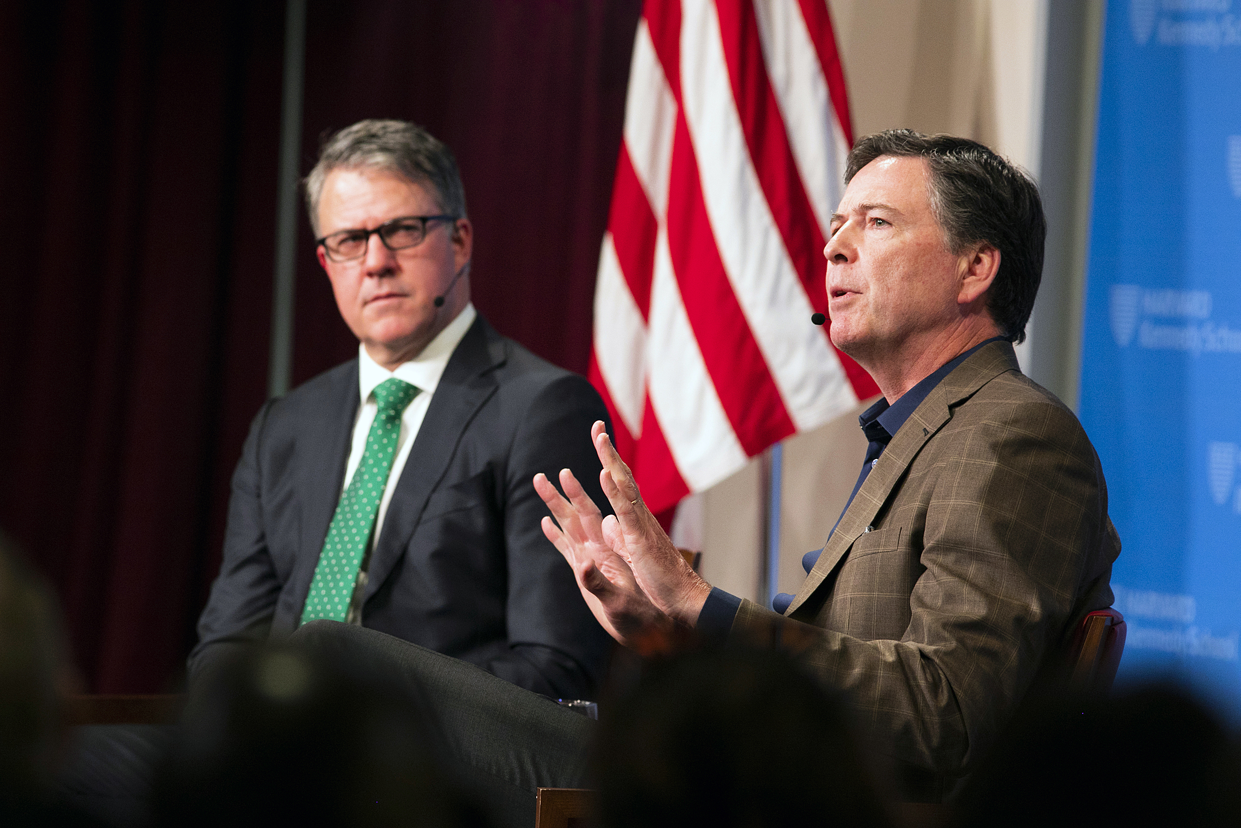 Former FBI Director James Comey speaks with Eric Rosenbach.