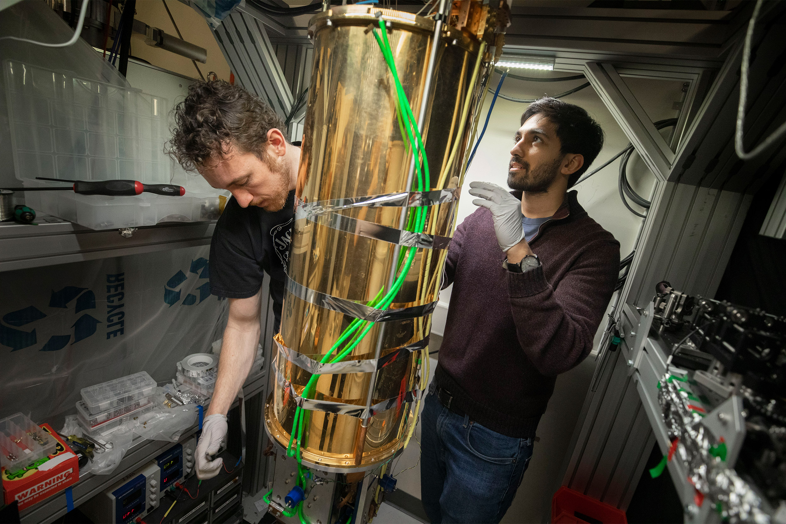 Researchers working in lab.