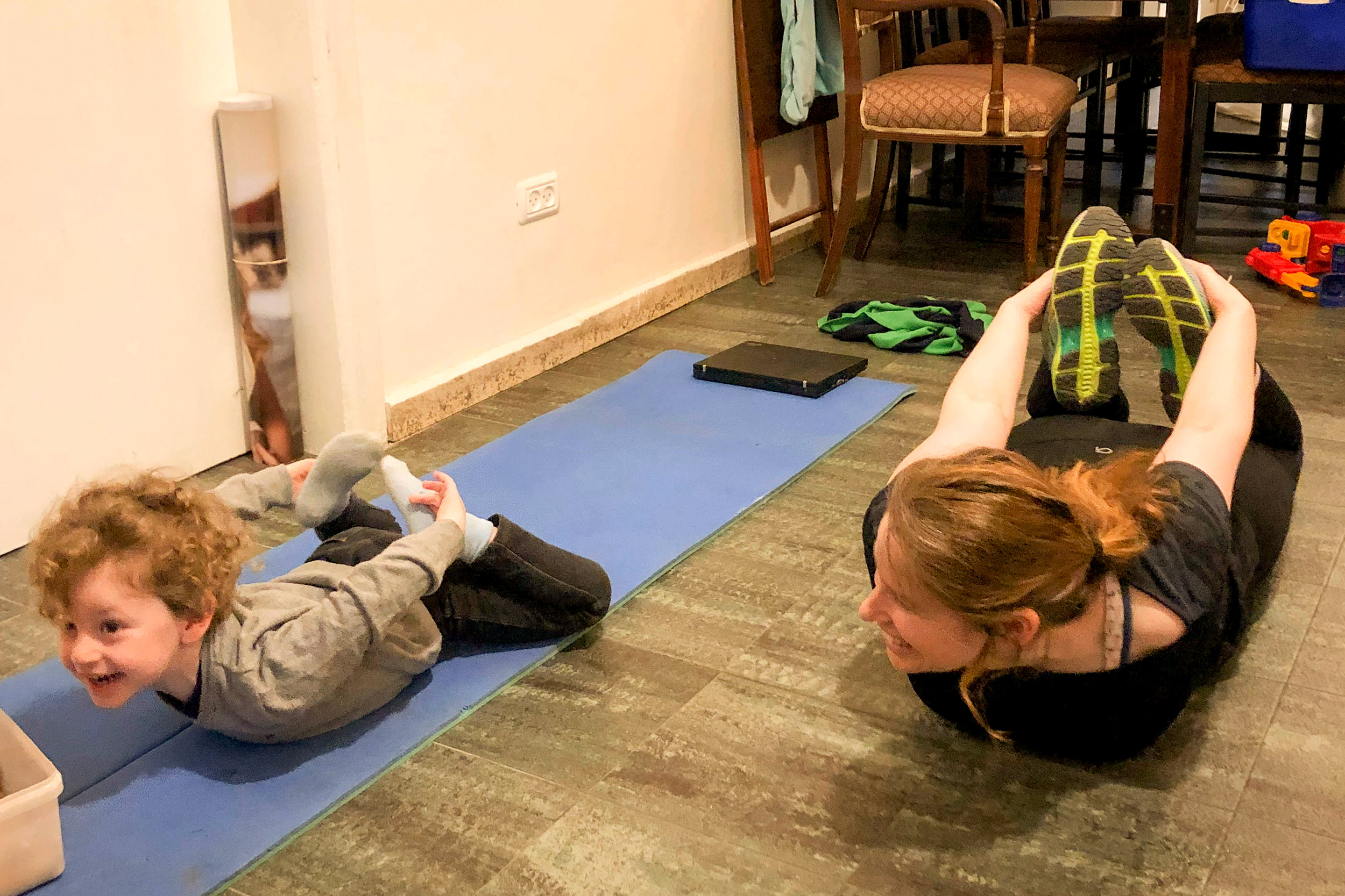 Talia Gillis doing yoga.