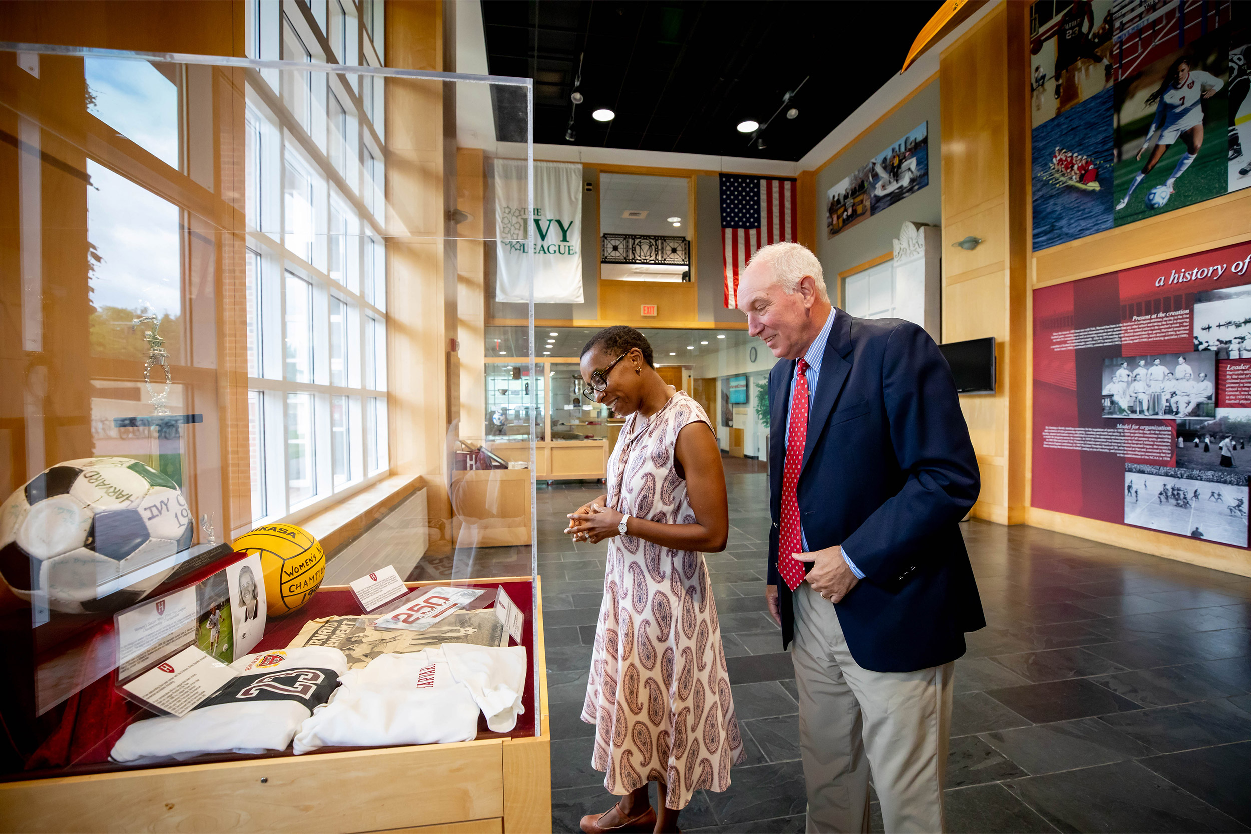 Dean Claudine Gay and Athletics Director Bob Scalise.