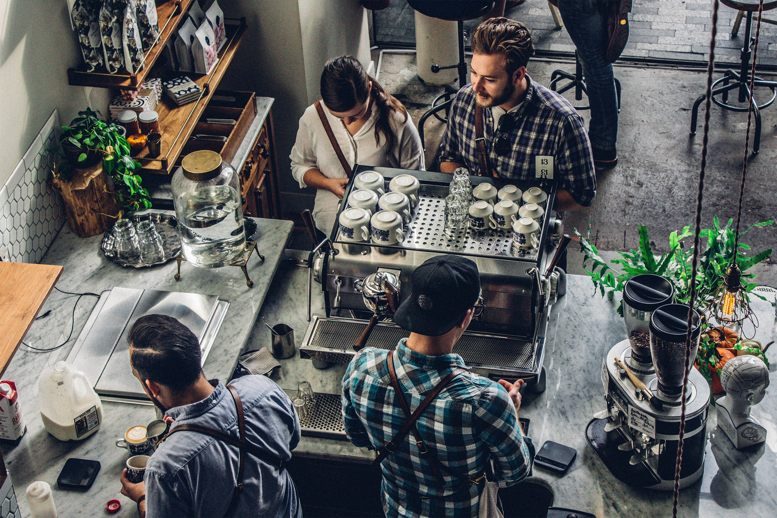 People buying coffee.