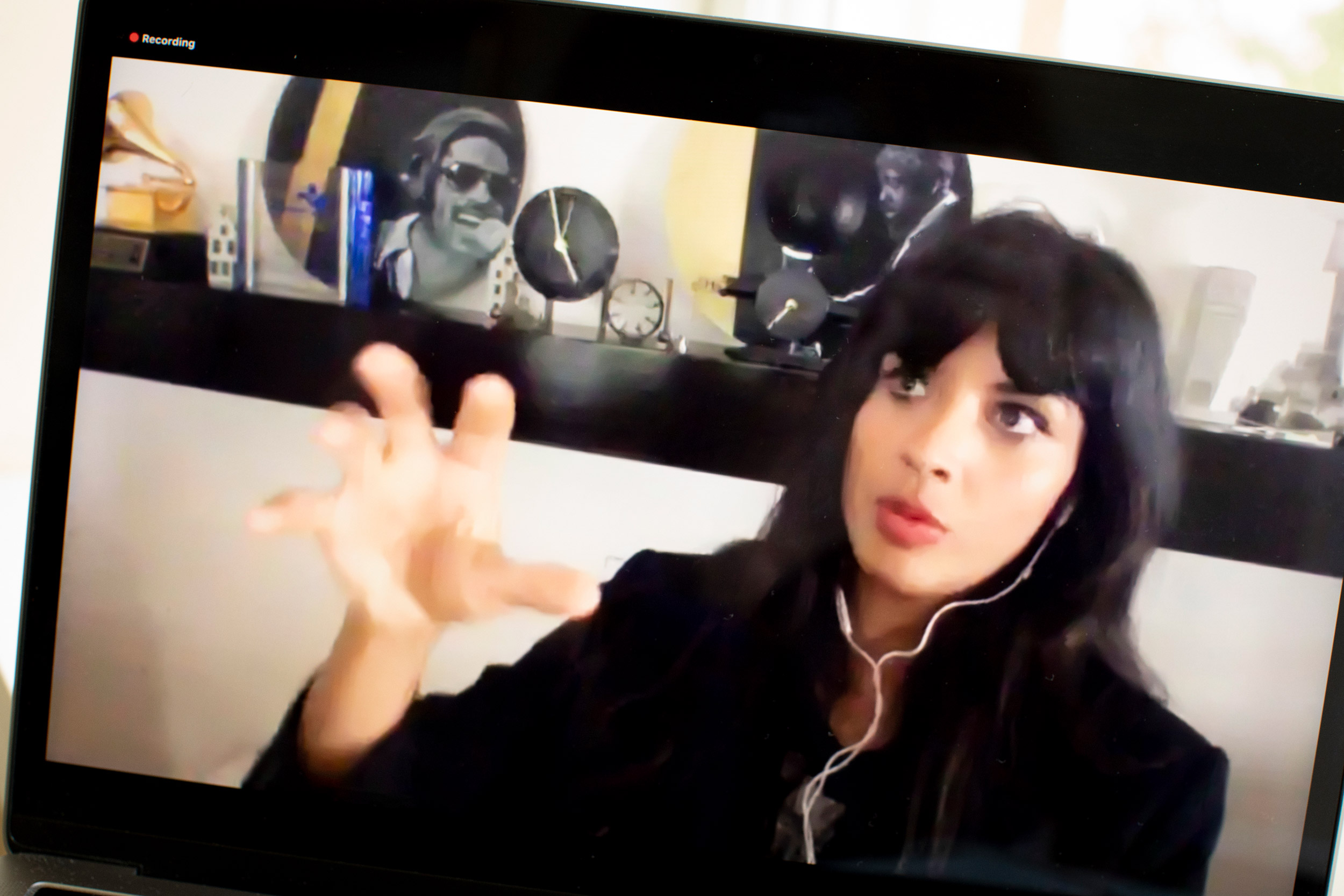 Jameela Jamil on Zoom.