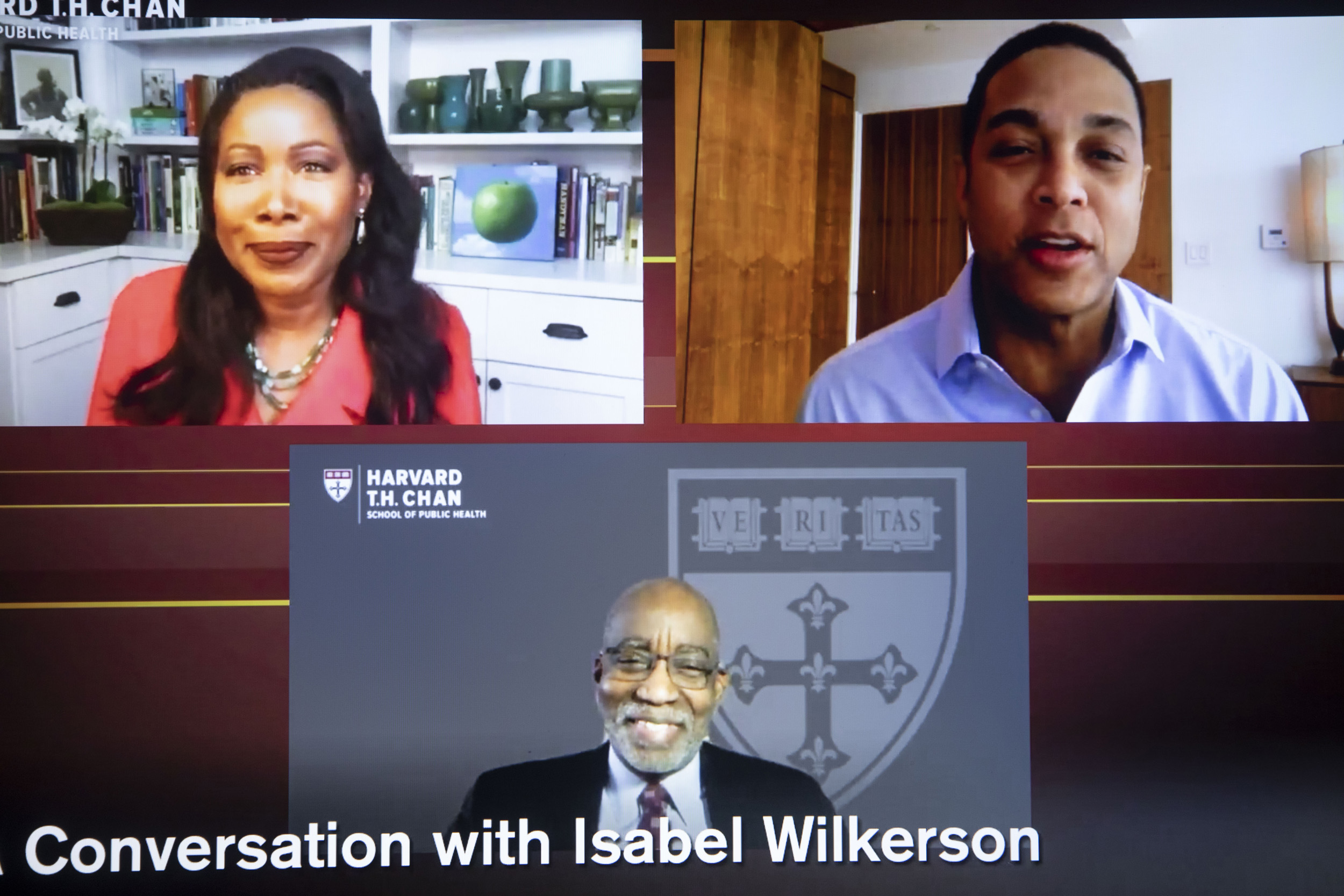 Isabel Wilkerson and othes on Zoom screen.