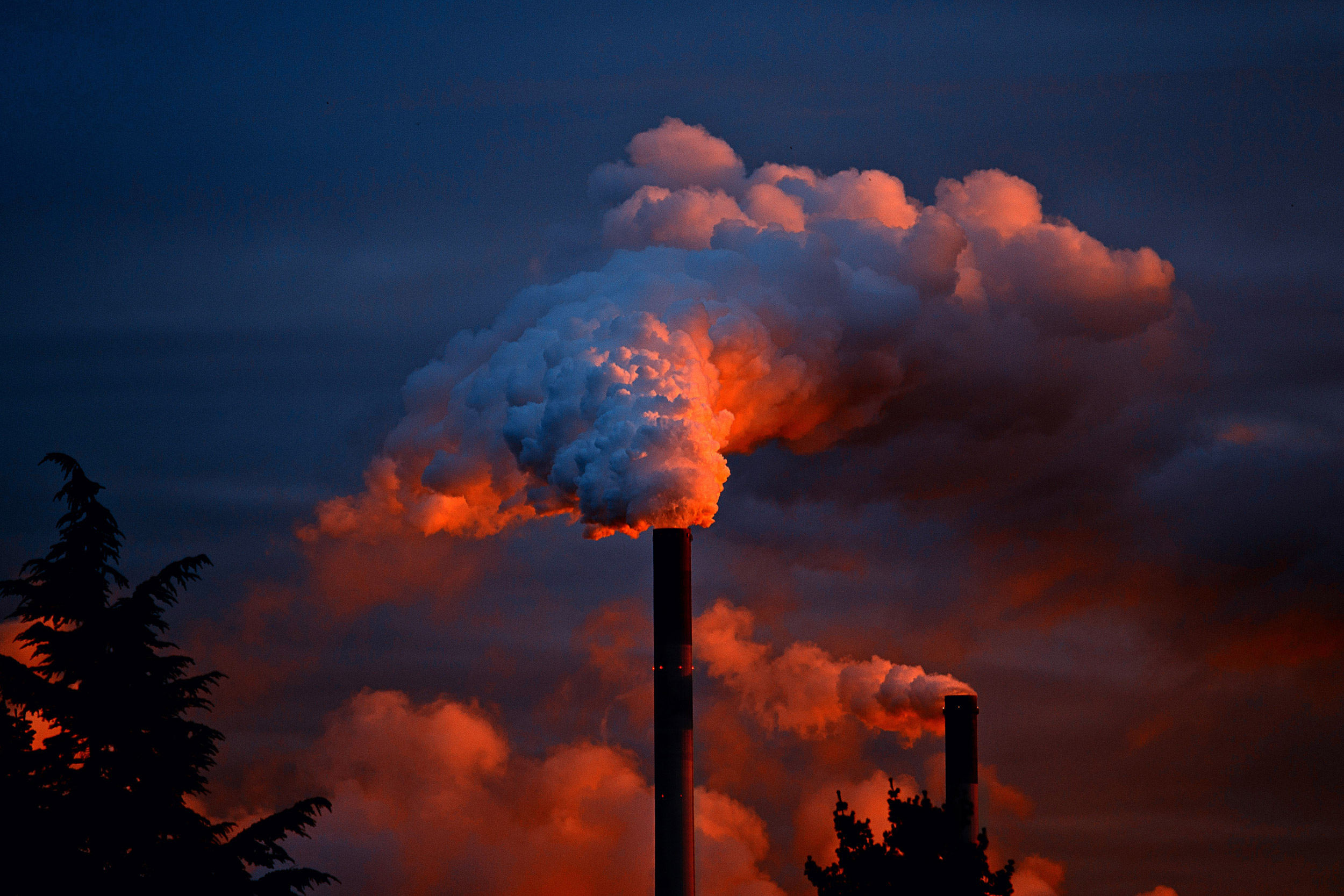 Smokestack spewing pollution.