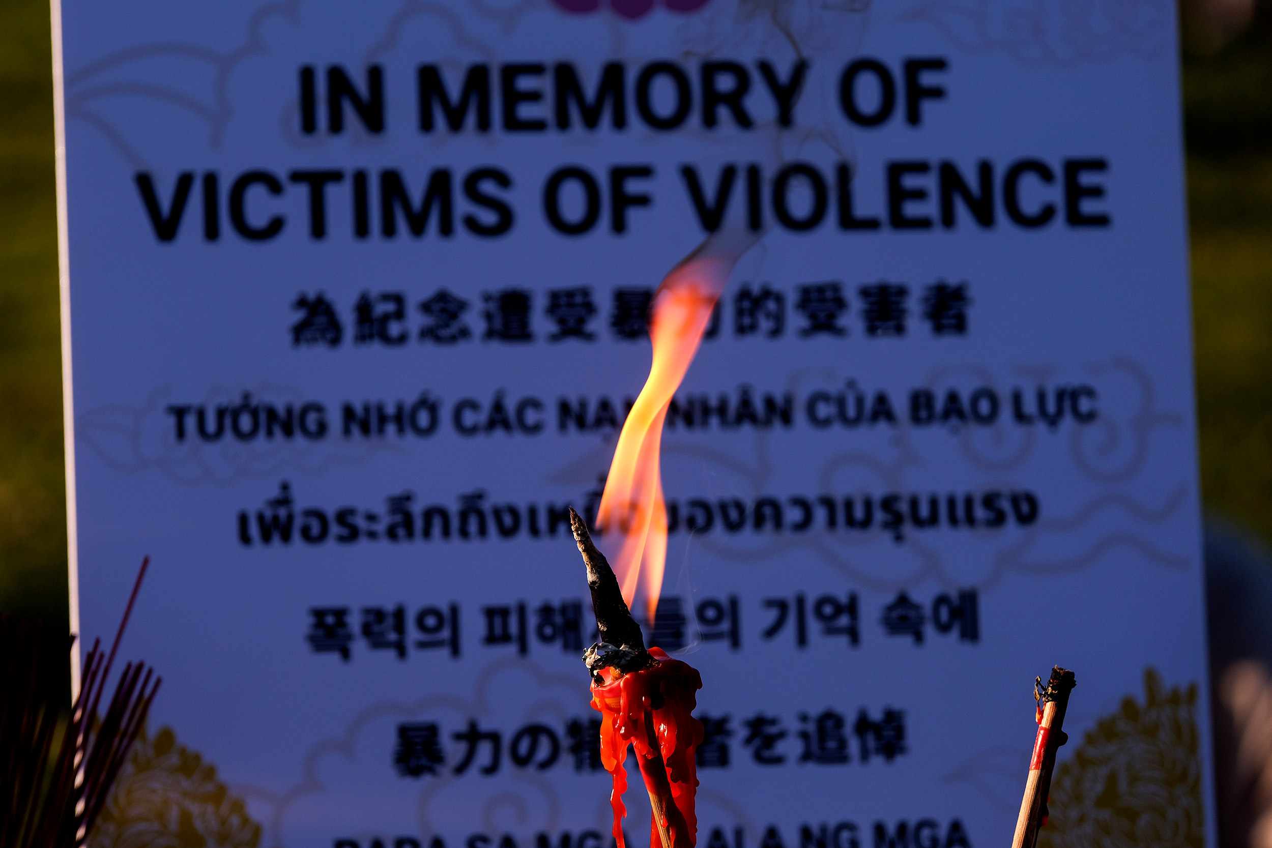 Makeshift memorial for victims of racial violence.