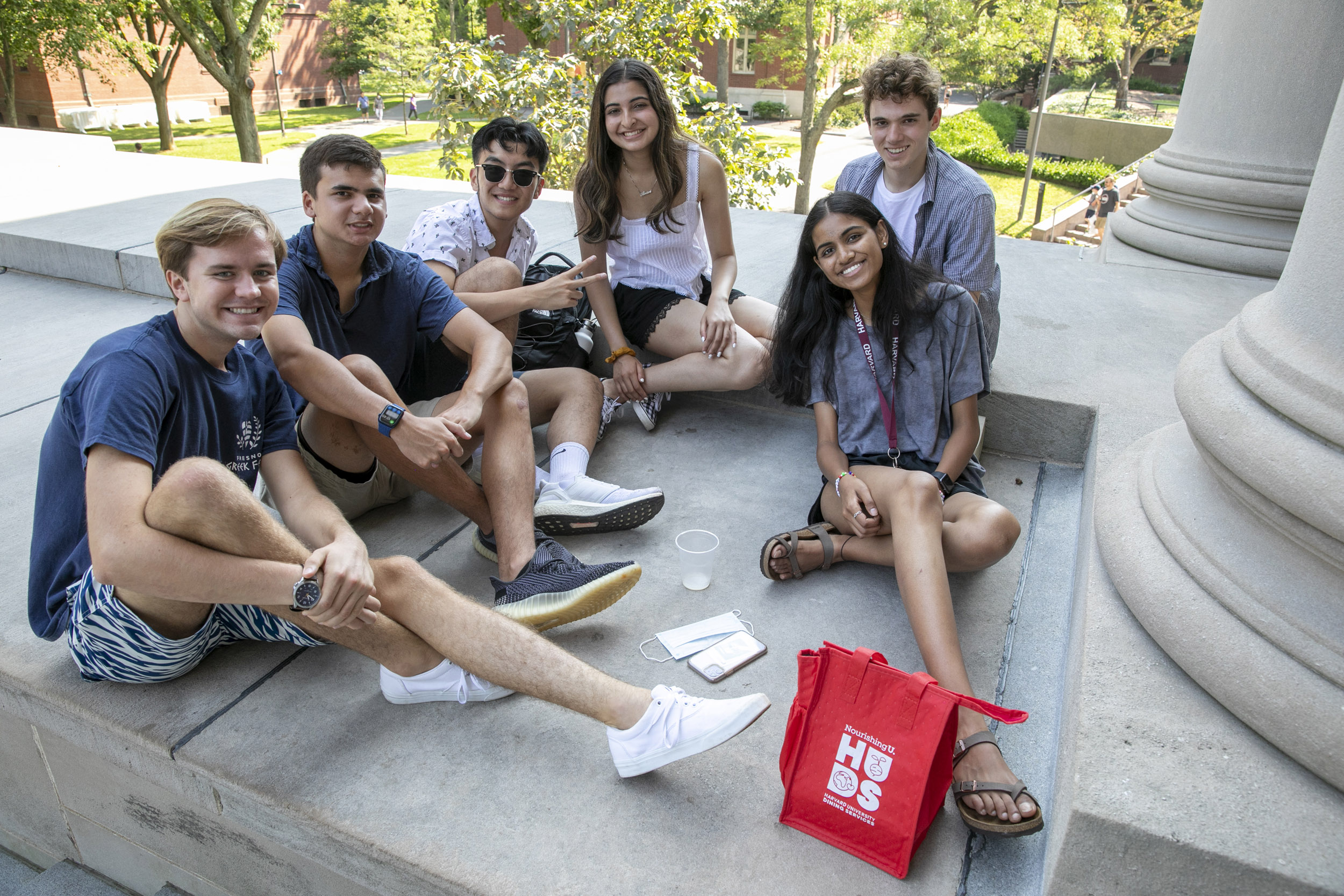 Group of students gather.