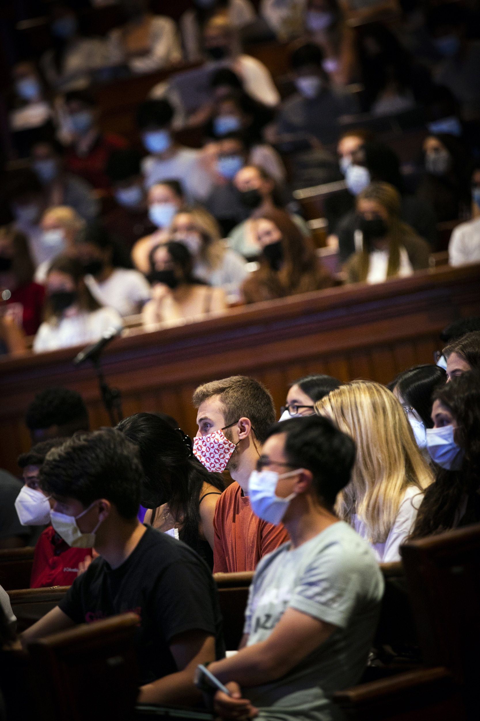 Students listen to the lecture on Sleep.