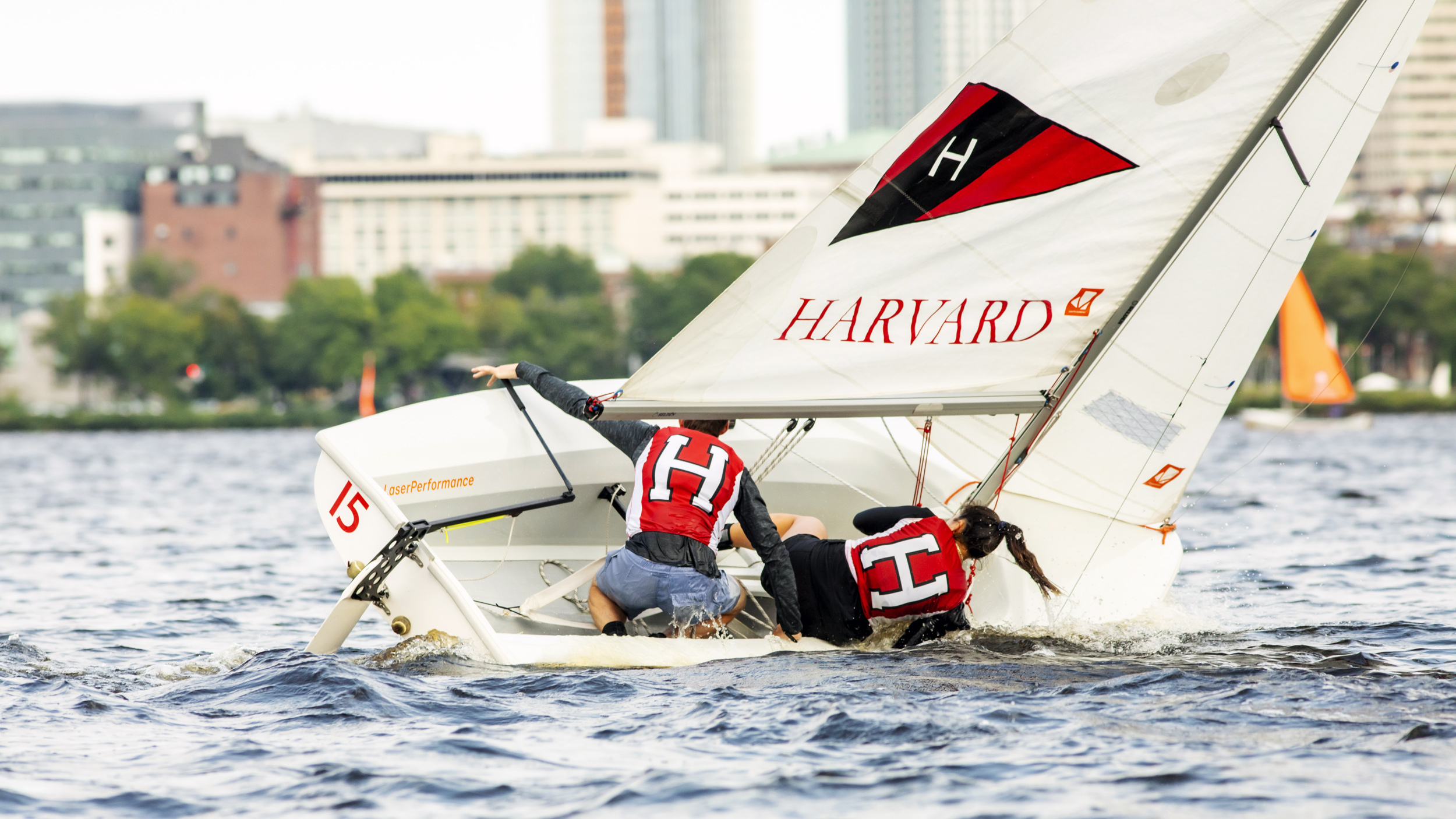 Skipper Eric Hansen and Cindy Tian roll tack.