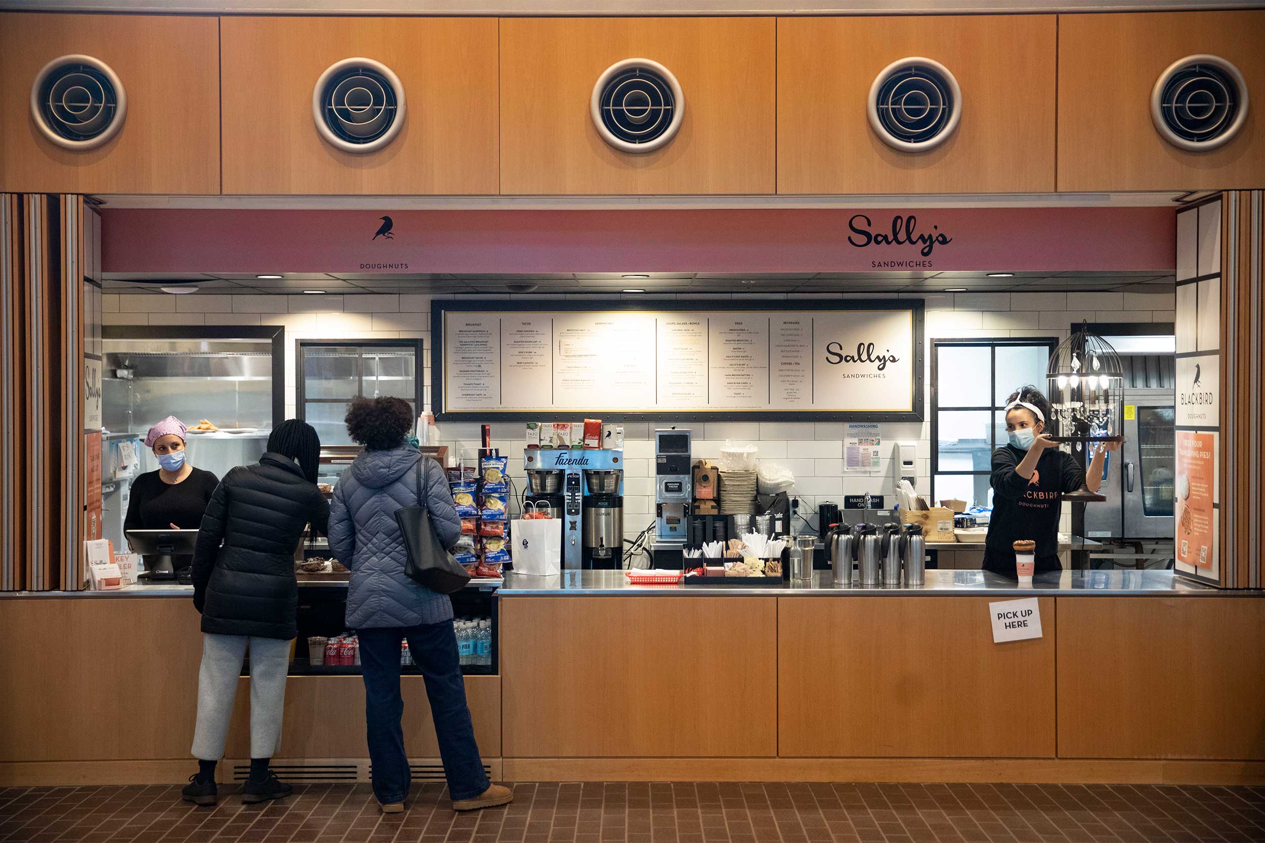 Counter service at Blackbird Doughnuts and Sally's Sandwiches.