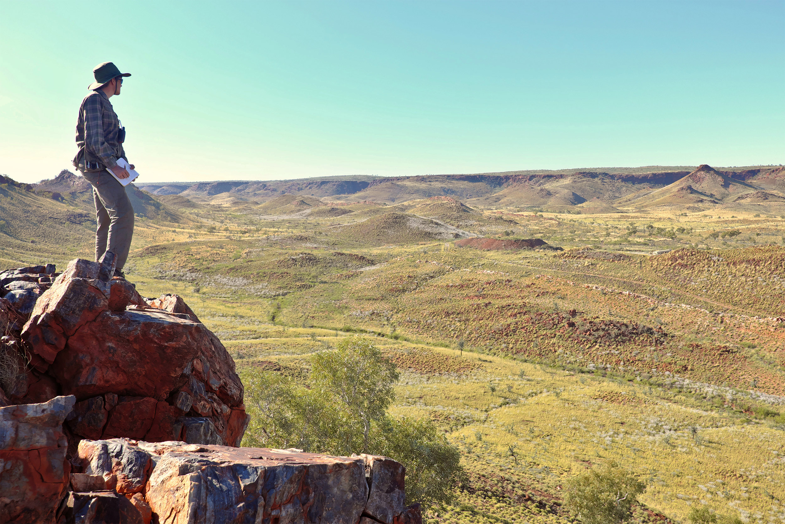 Doing fieldwork in Pilbara Craton in Western Australia,.