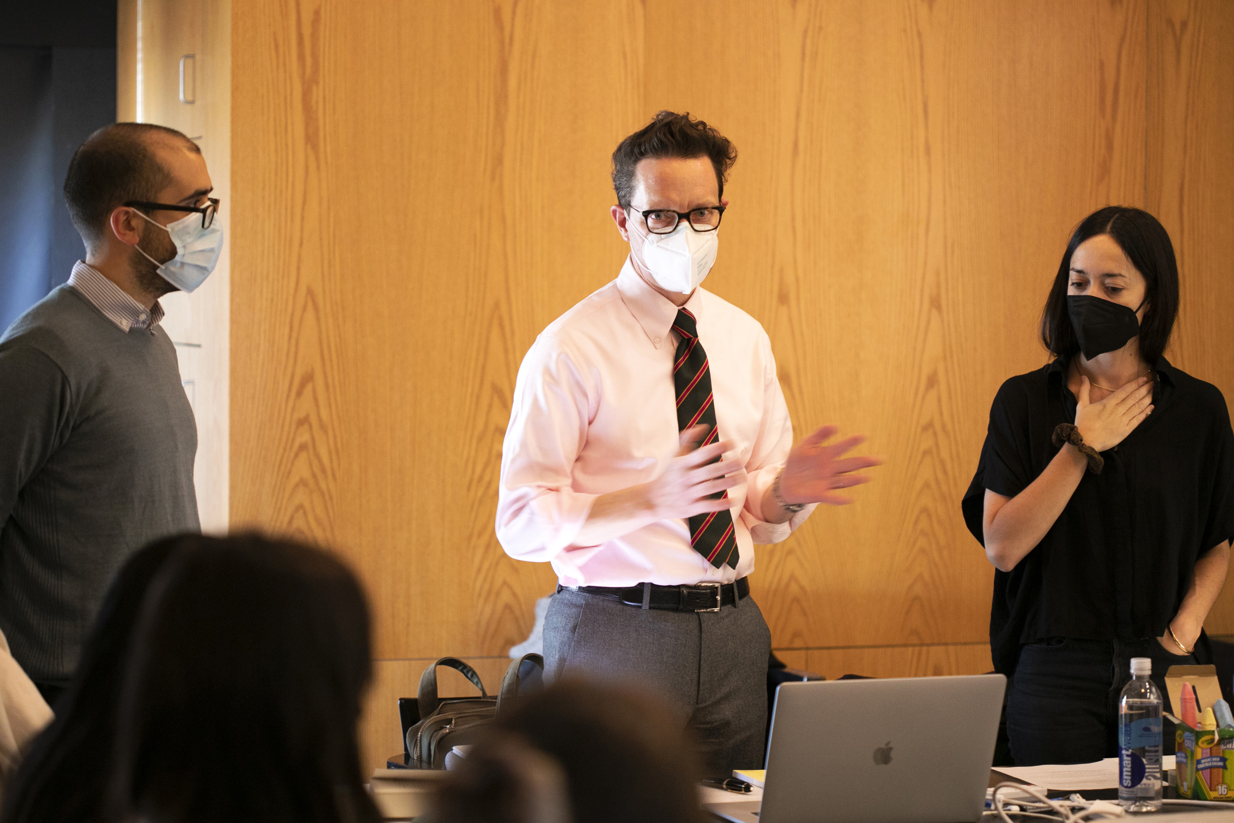 Ignacio Azcueta (from left) is the teaching fellow for “Remapping Latin American Cinema: Chilean Film/Video 1968-2022,” a class co-taught by film scholar Haden Guest and Chilean filmmaker Dominga Sotomayor.