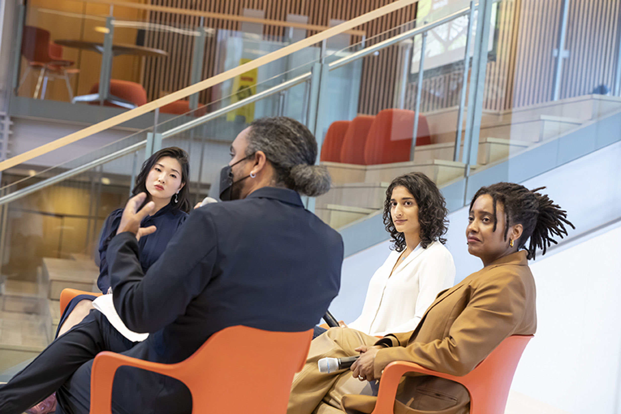 Panelists Cecilia Zhou, Kiana Rawji, Tracy K. Smith, Stephen Gray.