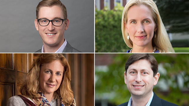 Assistant Professor Mattias Fibiger (clockwise from top left), Senior Lecturer Emily McComb, Professor David Moss, and Senior Lecturer Nori Gerardo Lietz.