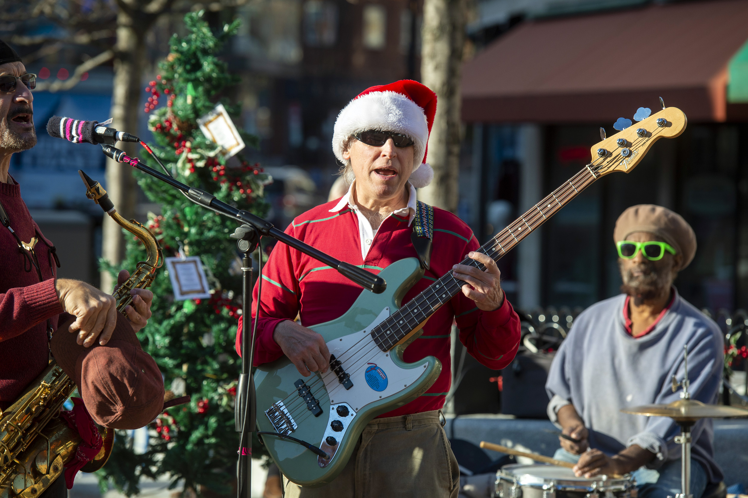 Santa playing a guitar.