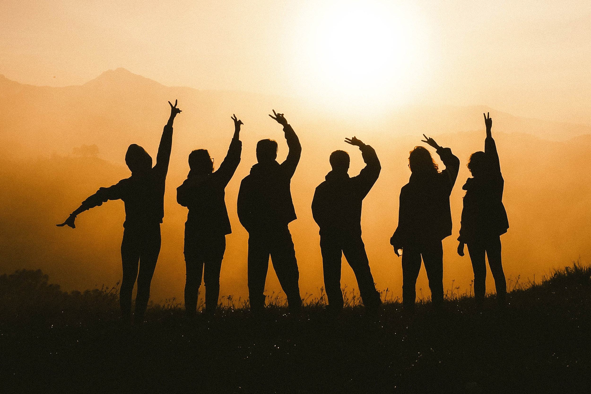 Silhouette of youth at sunset.