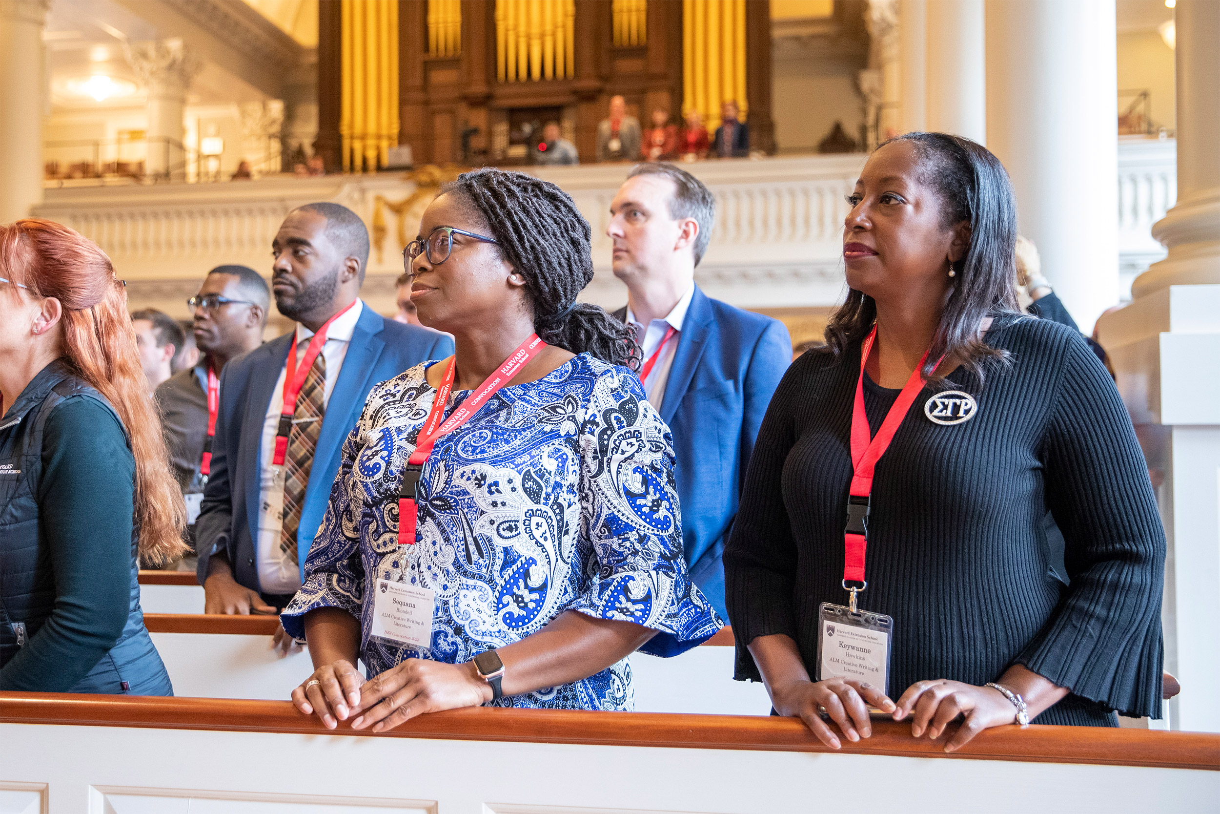 Sequana Blondell and Keywanne Hawkins during the Harvard Extension School Convocation