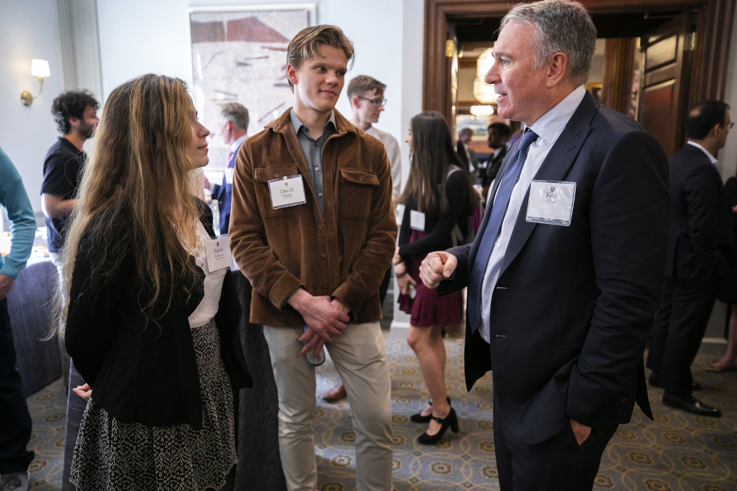 Kenneth C. Griffin, Naomi Bashkansky, and David Paquette at the Faculty Club.