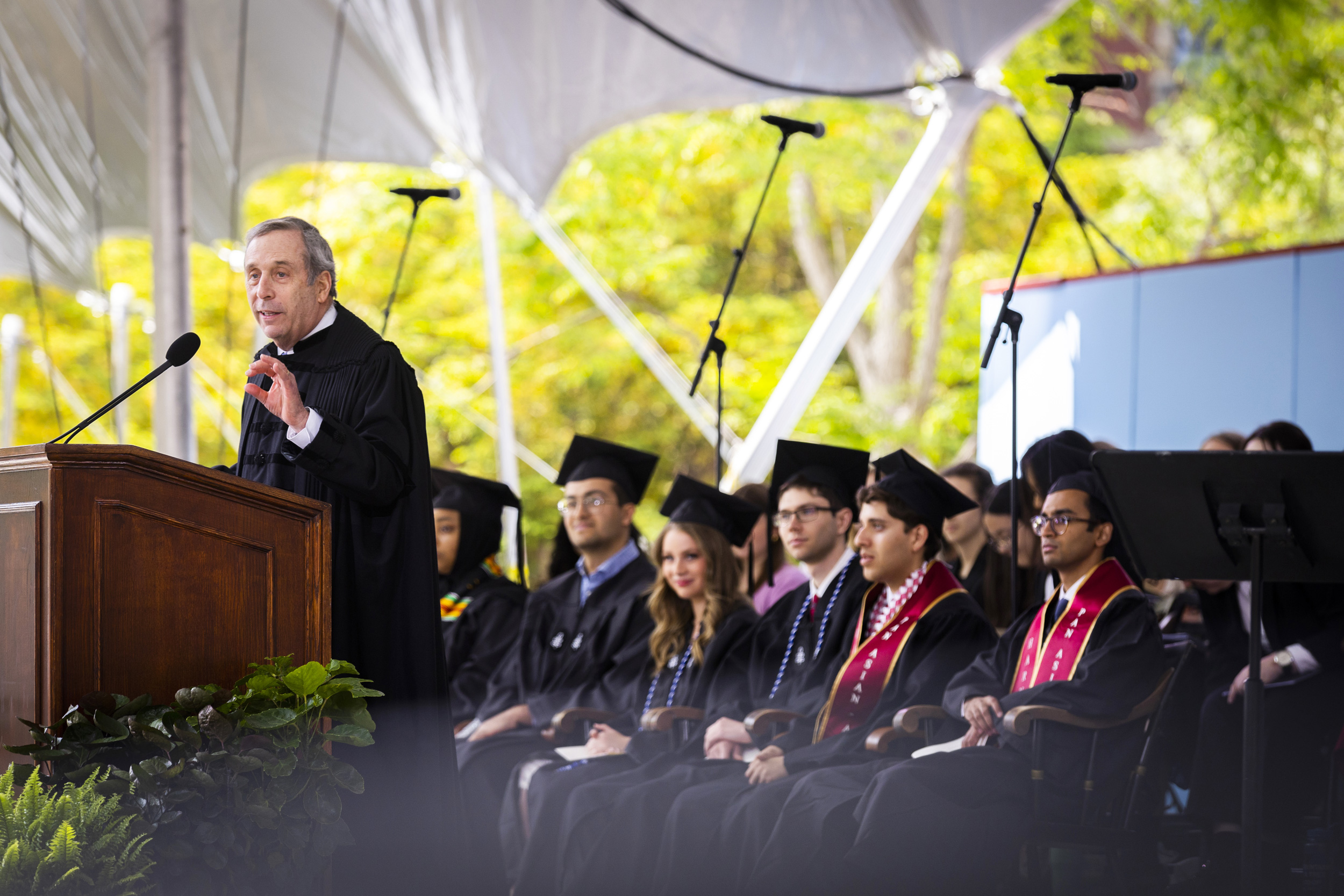 Larry Bacow speaking at Baccalaureate Service.